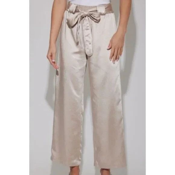 Nwt Generation Love Women's Wide Leg Champagne Maria Satin Dress Pants Size S